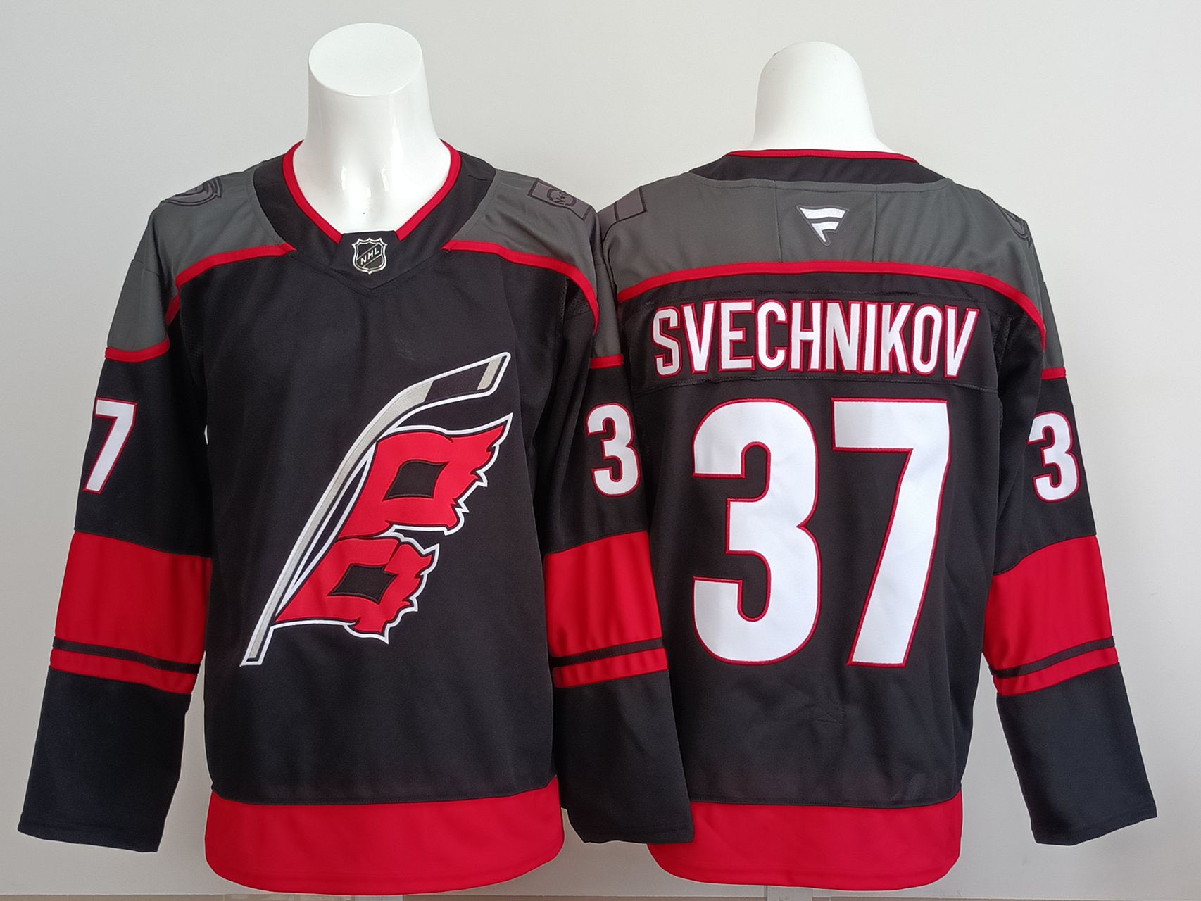 Men 2025 Carolina Hurricanes #37 Svechnikov Black Fanatics Home Premium NHL Jersey style 1->detroit red wings->NHL Jersey